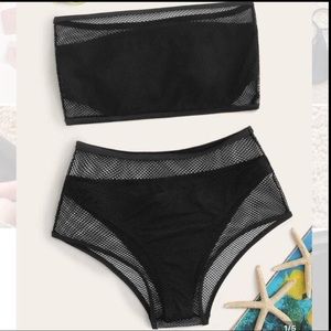 Black mesh bandeau bikini